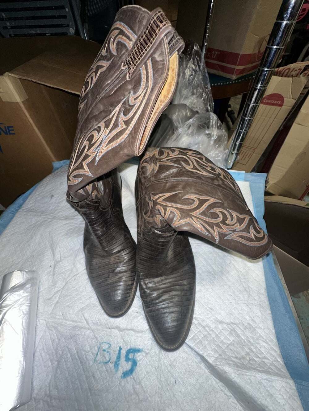 Vintage Cutter Bill Western World Brown Lizard Print Cowboy Boots